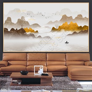 Tranh màu nước sơn thủy hiện đại treo tường