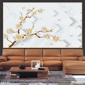 Tranh lụa 3D hoa Đại in gạch mới nhất