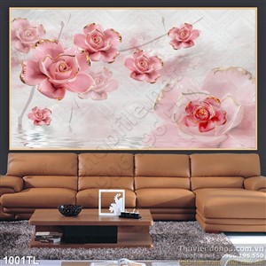 Tranh lụa 3D hoa hồng hiện đại mới nhất