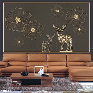 Tranh hươu nai kim tiền đẹp