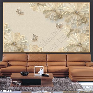 Tranh lụa 3D hoa kim cương trang trí phòng khách
