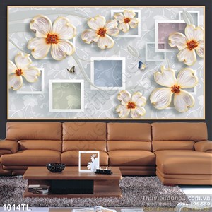 Tranh lụa 3D hoa mai in gạch mới nhất