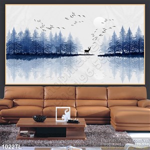 Tranh hươu nai trong rừng dán tường