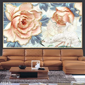 Tranh lụa 3D hoa mẫu đơn mới nhất hiện nay