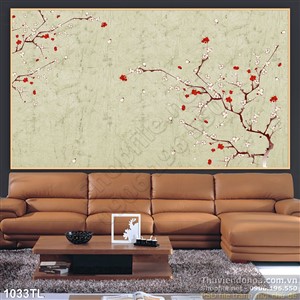 Tranh lụa hoa Đào trang trí treo tường