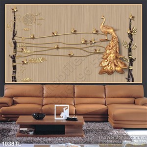 Tranh chim công dát vàng mới nhất