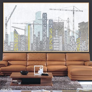 Tranh nhà máy trang trí dán tường đẹp