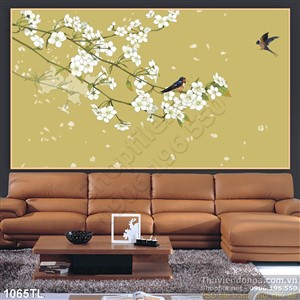 Tranh hoa mai và chim én treo tường đẹp