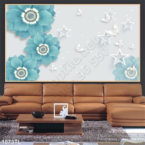 Tranh lụa 3D hoa trang trí phòng khách đẹp