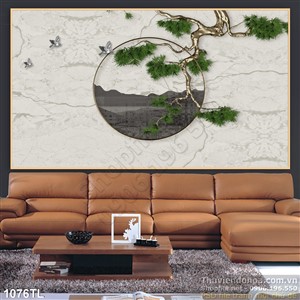 Tranh cây tùng in gạch đẹp