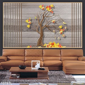 Tranh lá cây trang trí tường phòng khách