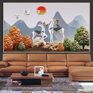 Tranh lụa 3D bình hoa trang trí