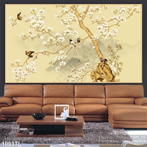 Tranh hoa mai kim tiền treo tường đẹp