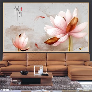 Tranh hoa Sen thư pháp đẹp độc đáo