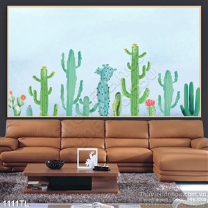 Tranh màu nước xương rồng đẹp