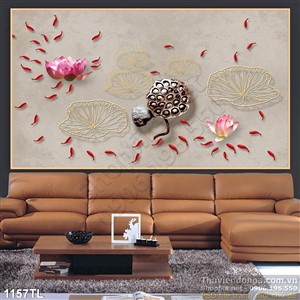 Tranh hoa sen trang trí phòng khách