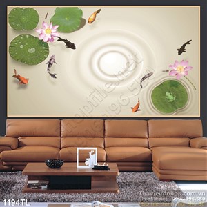 Tranh cá chép và hoa sen đẹp