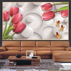 Tranh 3D hoa tulip trang trí treo tường đẹp