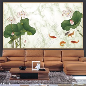 Tranh lá sen in gạch đẹp độc đáo