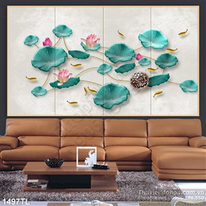 Tranh lụa 3D hoa Sen trang trí tường