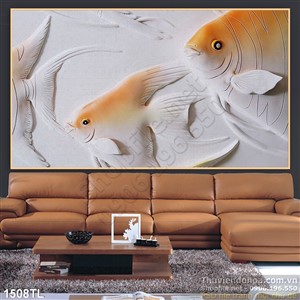 Tranh lụa 3D cá điêu khắc đẹp nhất