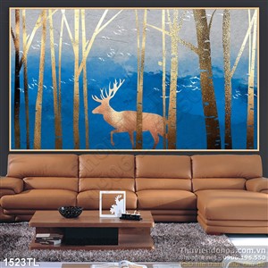 Tranh hươu nai trang trí tường phòng khách