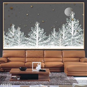 Tranh rừng thông trang trí tường đẹp