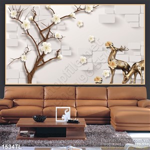 Tranh đàn hươu decor hiện đại