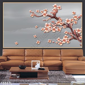 Tranh điêu khắc hoa đào trang trí tường