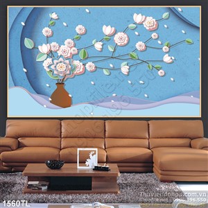 Tranh hoa đào trang trí tường độc đáo