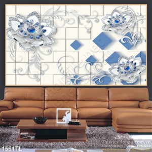 Tranh hoa bạc treo tường phòng khách