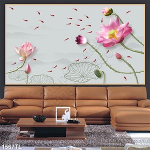 Tranh hoa Sen nghệ thuật treo tường đẹp