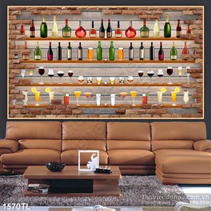 Tranh tủ rượu trang trí dán tường