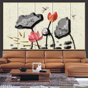 Tranh hoa Sen điêu khắc giả ngọc đẹp nhất