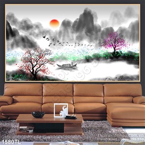 Tranh thư pháp phong thủy đẹp trang trí phòng khách