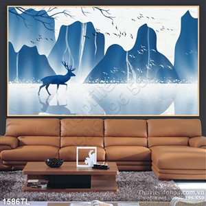 Tranh hươu treo tường phòng khách