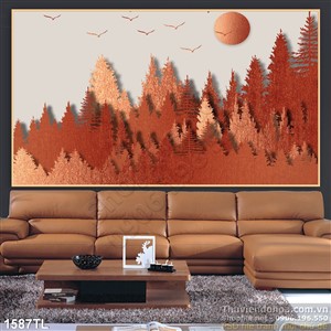 Tranh rừng thông decor tường độc đáo