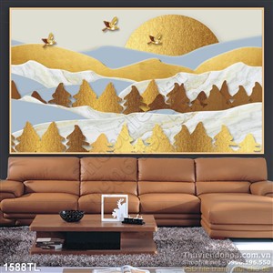 Tranh mặt trời vàng trsng trí nghệ thuật