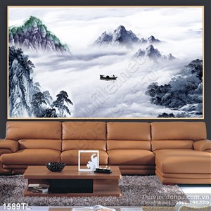 Tranh thủy mặc trang trí phòng khách