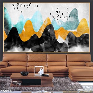 Tranh núi decor trang trí màu đẹp