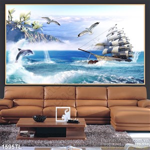 Tranh thuận buồm xuôi gió trang trí phòng khách