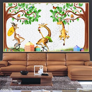 Tranh hươu cao cổ trang trí phòng ngủ cho bé