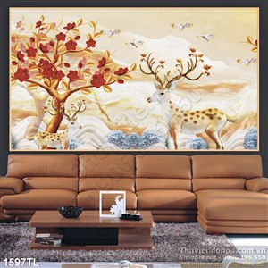 Tranh hươu trang trí tường nghệ thuật