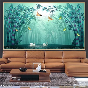 Tranh cây tre nghệ thuật treo tường phòng khách