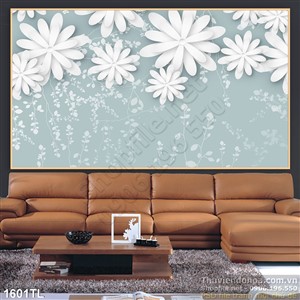 Tranh 3D hoa Cúc trang trí dán tường