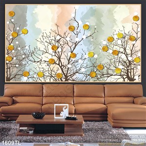 Tranh cây nghệ in gạch đẹp