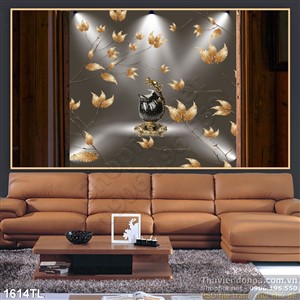 Tranh hoa Sen vàng nghệ thuật trang trí tường