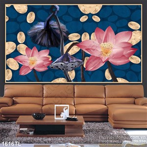 Tranh hoa Sen in gạch đẹp độc đáo