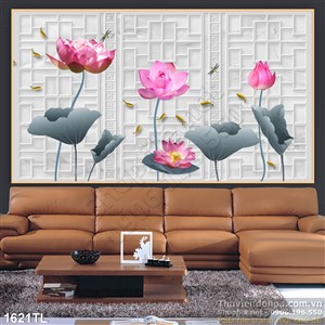 Tranh hoa Sen in gạch đẹp độc đáo