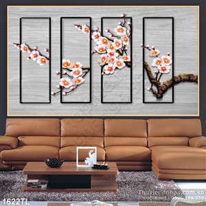 Tranh hoa Đào nghệ thuật trang trí phòng khách